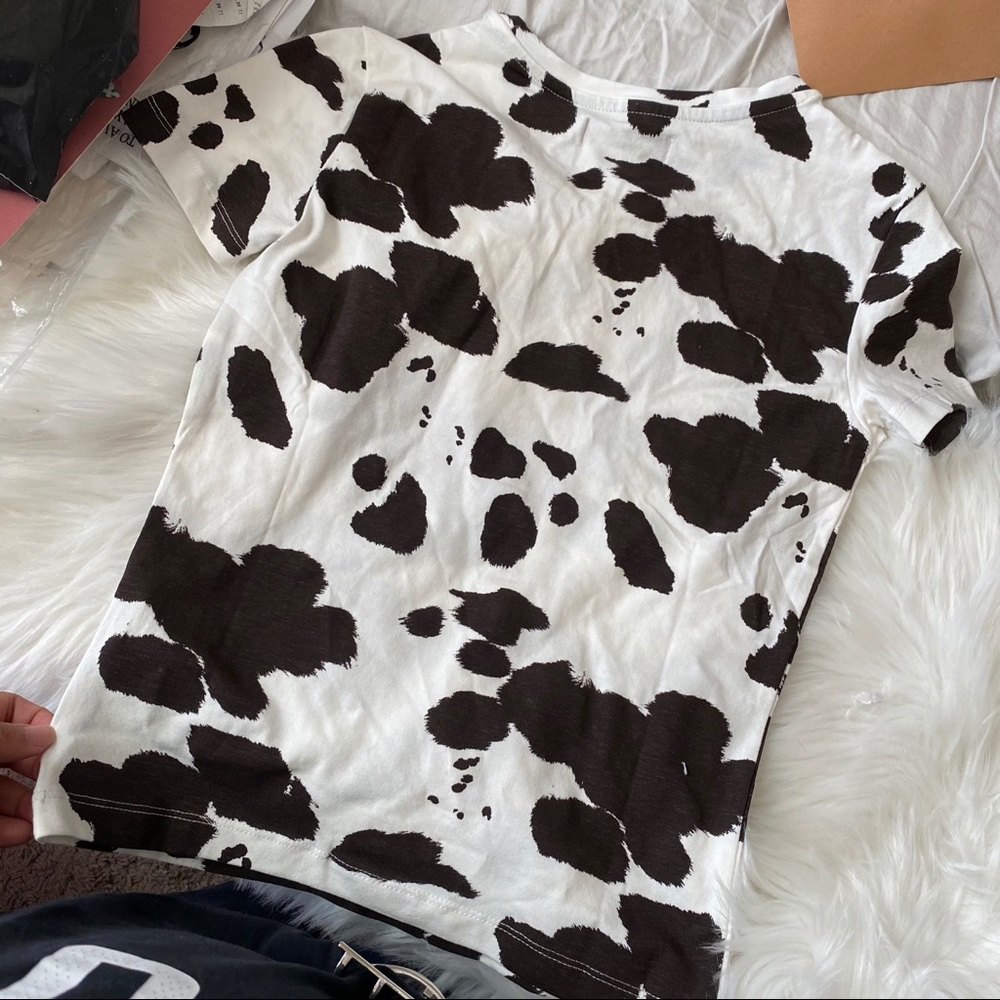 Bershka cow print crop top baby tee shirt - Picture 6 of 7